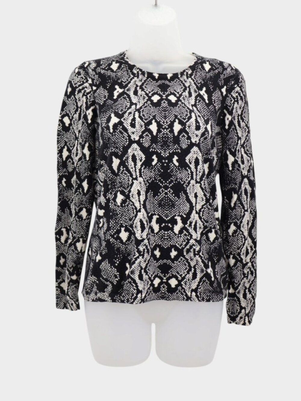 J McLaughlin 3/4 Sleeve Catalina Cloth Gray Beige Snake Animal Print Top XS